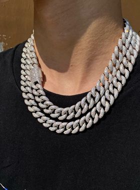 欧美嘻哈15mm泡泡密镶满钻古巴链