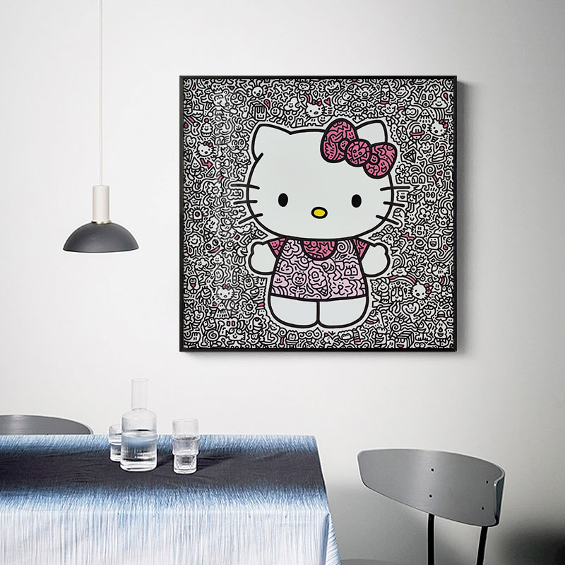 英国涂鸦艺术家Mr.Doodle潮流装饰画Hello Kitty卡通动漫版画 - 图1