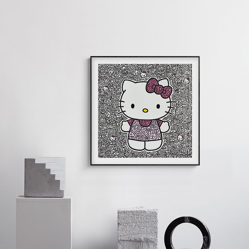 英国涂鸦艺术家Mr.Doodle潮流装饰画Hello Kitty卡通动漫版画 - 图2