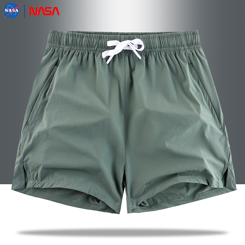 NASA夏季爆款户外运动短裤跑步健身裤三分裤男女款拉链口袋休闲裤 - 图1