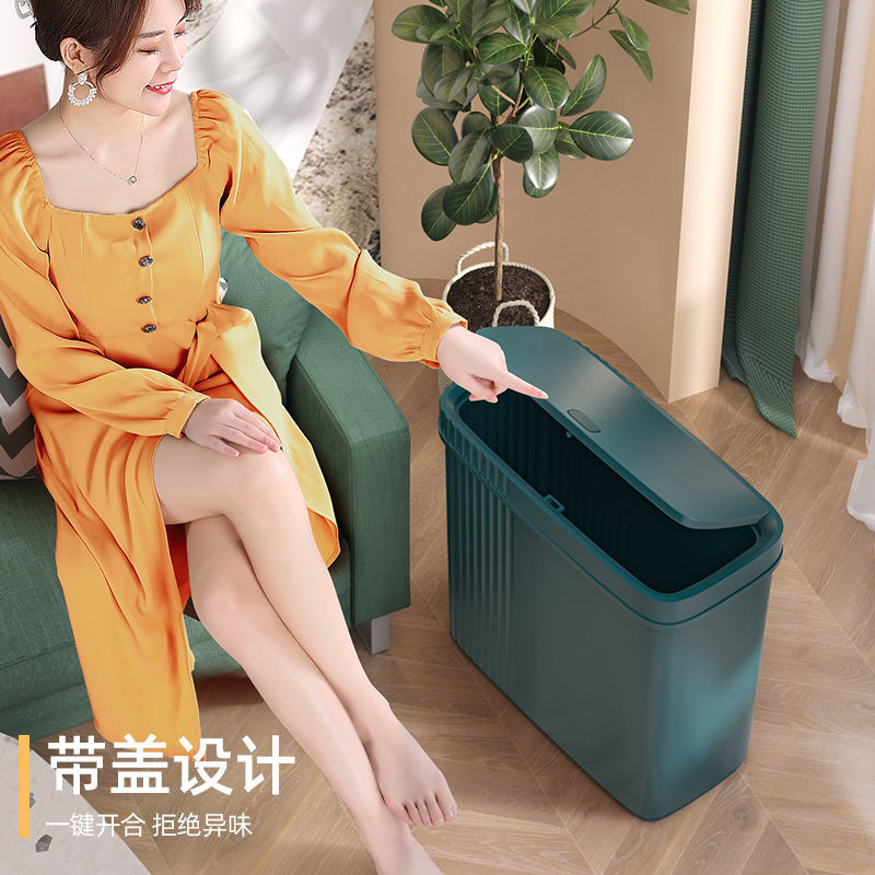 Household with lid net red kitchen bathroom crack trash can-图3