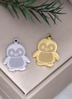 1pcsDIY饰品配件企鹅不锈钢吊坠可爱动物耳饰项链挂件