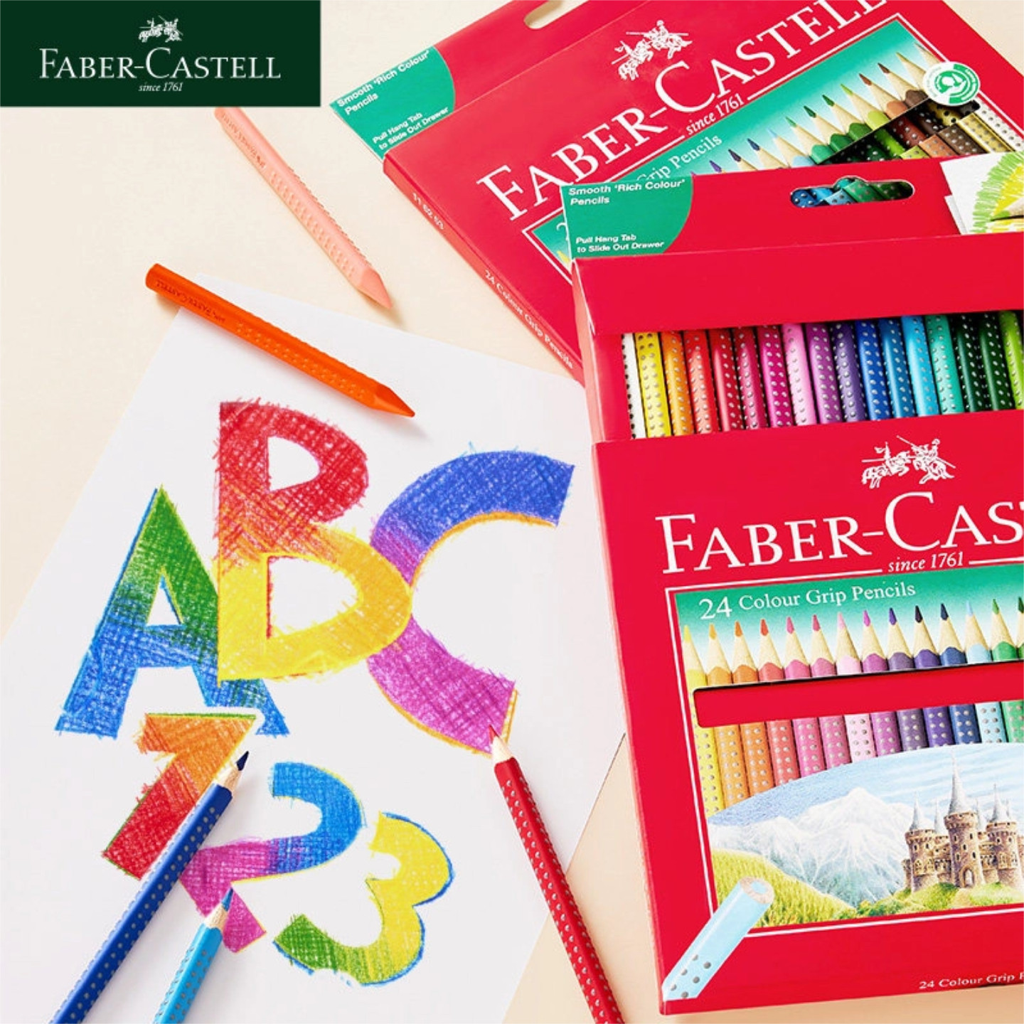 德国辉柏嘉特点油性彩色铅笔三角杆12色24色学生初学者美术绘画笔套装盒装儿童填色小学生彩铅绘画工具正姿,淘宝优惠券,粉丝福利购,淘宝优惠卷