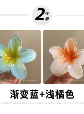 明星同款鸡蛋花朵抓夹女2026新款后脑勺鲨鱼夹夏日海边度假风发夹