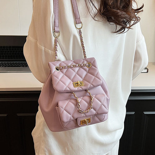 小香风菱格链条双肩包女2025夏季新款时尚简约学生包高级感单肩包 - 图0