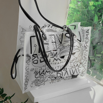 Spring Summer Design Sensation Niche Graffiti Single Shoulder Tote Bag woman large capacity 2023 new stylish transparent jelly bag