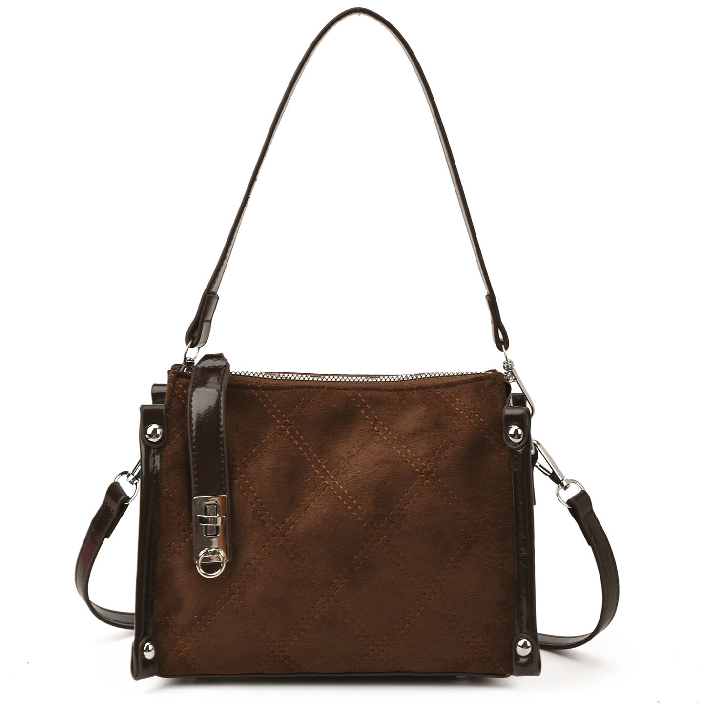 洋气麂皮绒百搭高级单肩斜挎精致气质时尚2025秋季女式手提小方包,淘宝优惠券,粉丝福利购,淘宝优惠卷