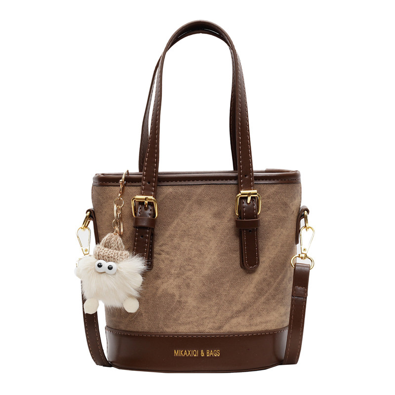 秋冬新款高级感手拎水桶包2025复古时尚休闲单肩包上班通勤斜挎包,淘宝优惠券,粉丝福利购,淘宝优惠卷