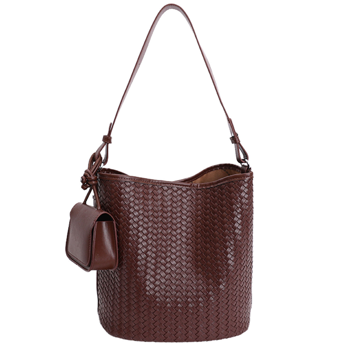 编织水桶包女2025新款百搭大容量通勤单肩斜挎包女复古洋气爆款,淘宝优惠券,粉丝福利购,淘宝优惠卷