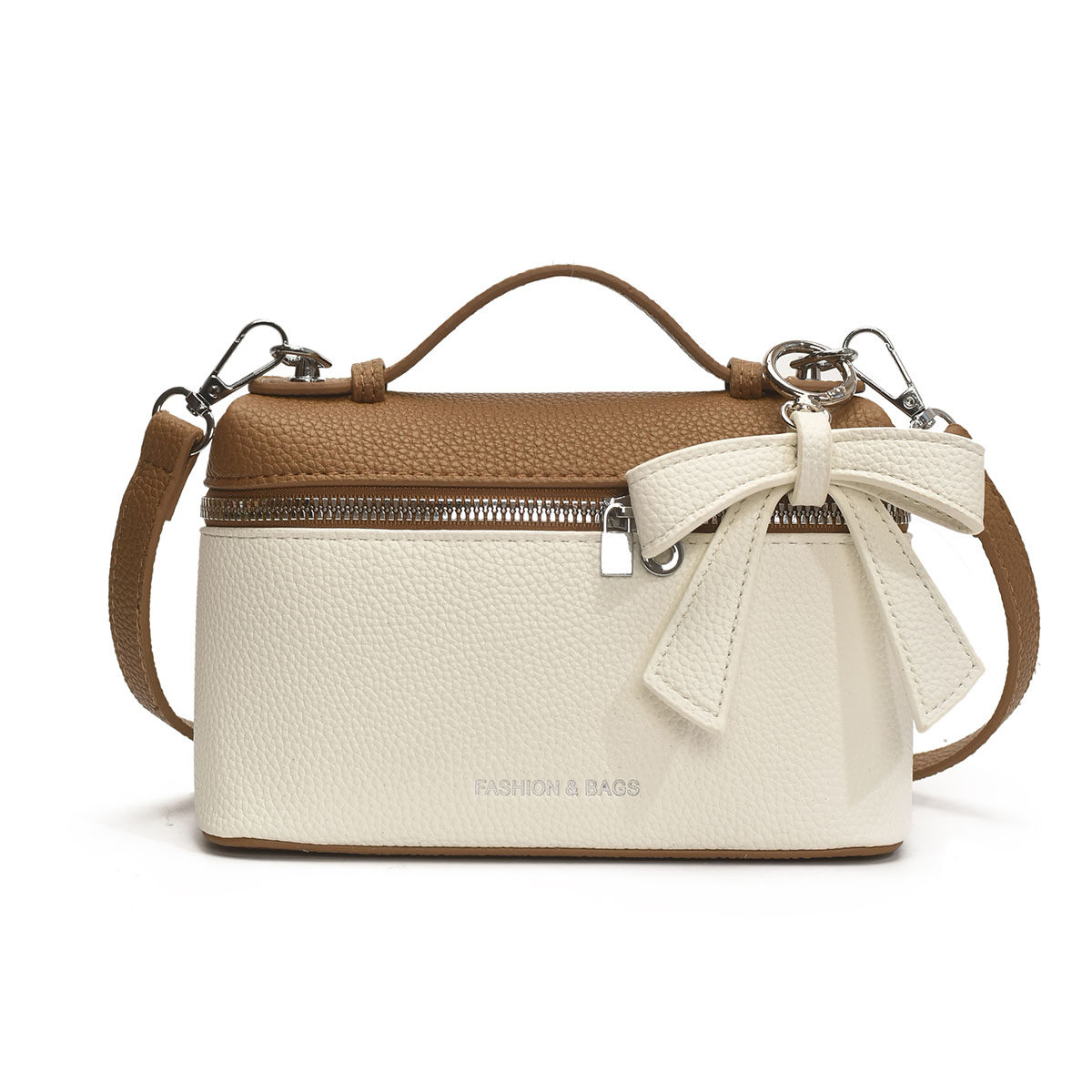 2025夏季新款荔枝纹饭盒包女时尚百搭凯莉包手提包简约单肩斜挎包,淘宝优惠券,粉丝福利购,淘宝优惠卷