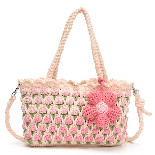 手工编织花朵小方包女2026新款气质大容量钩针编织单肩包斜挎包 - 图3