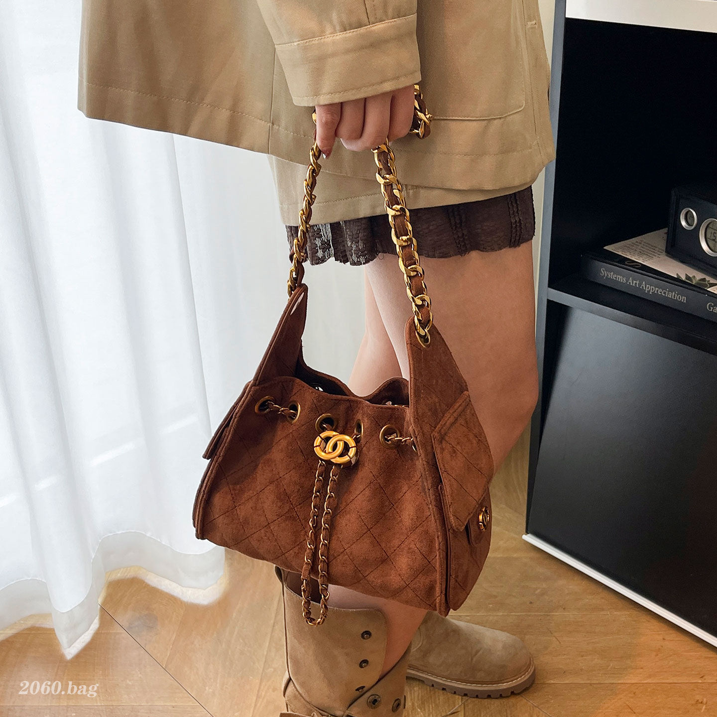 菱格链条百搭气质水桶包包2025小香风秋冬新款女高级感爆款斜挎包,淘宝优惠券,粉丝福利购,淘宝优惠卷