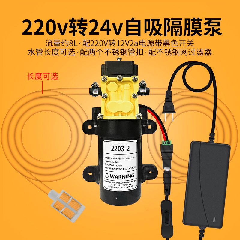 微型直流12v60w电动抽水泵24v家用自吸隔膜泵洗车打药高压喷雾泵