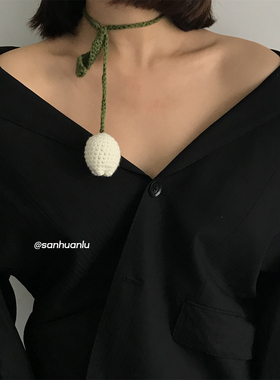 三环路手工编织花朵颈链