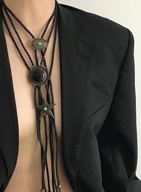 三环库做旧古铜色长项链手绳头绳