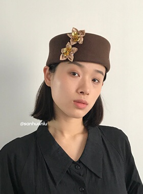 三环路亮片花朵药盒帽