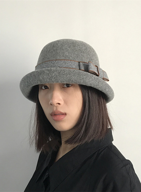 三环路卷边礼帽优雅气质女秋冬帽