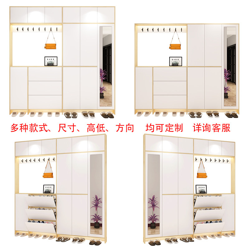 定制超薄翻斗鞋柜家用门口玄关柜穿衣镜组合大容量简约现代门厅柜