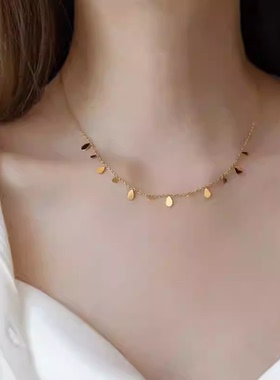 百搭流苏长方形小片项链颈链