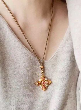 小众设计感金刚杵珍珠项链