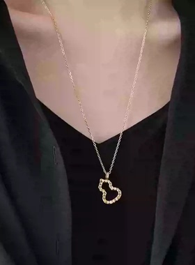 镶锆石肌理葫芦长款项链女