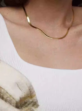 极简轻奢小众金色颈链蛇骨链