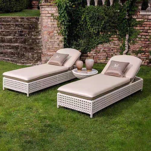 户外躺床藤编泳池休闲庭院别墅北欧躺椅沙滩床防晒床高端绳编躺椅 - 图2