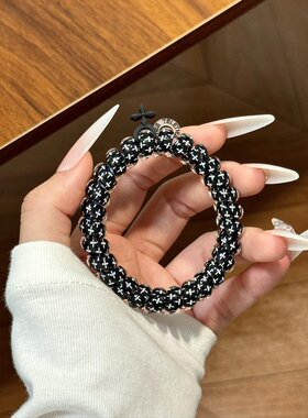 一盒6个时尚彩色果冻电话线发圈女高弹力耐用皮筋马尾扎头绳