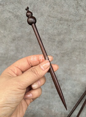 玉化枣木发簪五岳真形图葫芦发簪天师小剑鹤发簪道家盘发饰品18cm