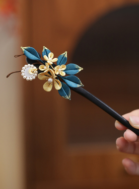 中式缠花桂花发簪旗袍汉服发饰品