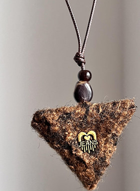 复古棕色豹纹秋冬毛呢三角包项链包挂饰钥匙扣挂件脖子配饰卫衣链