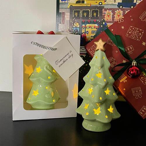 圣诞树礼物可爱小夜灯女生生日实用高级感送闺蜜桌面陶瓷摆件学生 - 图1