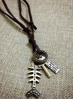 韩国复古文艺风挂件长款毛衣链