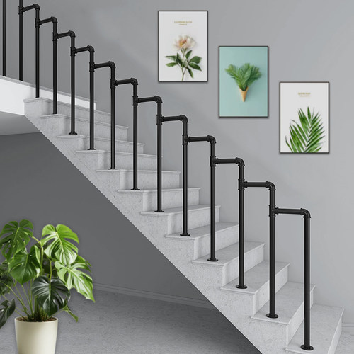 工业风复古loft铁室内楼梯护栏水管栏杆扶手老人儿童阁楼走廊U型 - 图0