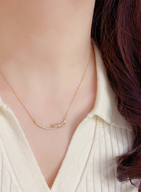 日韩百搭锆石蝴蝶结锁骨链