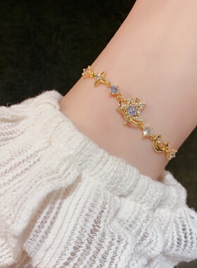 轻奢小众锆石芒星月手链超闪