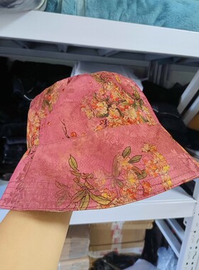 定做手工制作真丝香云纱渔夫帽盆帽防晒帽女士帽子钓鱼帽大檐帽