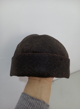 定做手工制作真丝香云纱地主帽瓜皮帽渔夫帽盆帽防晒帽女士帽子