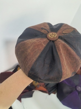 香云纱贝雷帽 真丝八角帽百搭南瓜帽新中式国风女士春款新品