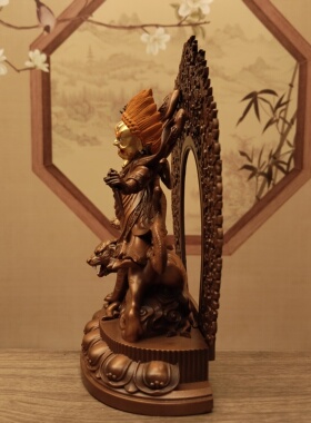 藏传密宗红铜做旧画脸15公分愤怒莲师佛像家居摆件佛堂寺庙供奉供