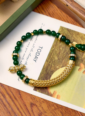 天然石锆石镀金中式轻奢串珠手链