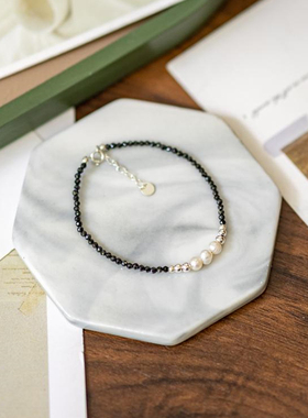 EninJoey黑尖晶轻奢黑色手链女