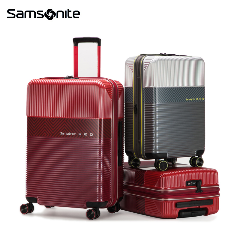 Samsonite新秀丽拉杆箱登机行李箱结婚陪嫁箱酒红色20/24/28寸GN0 - 图2