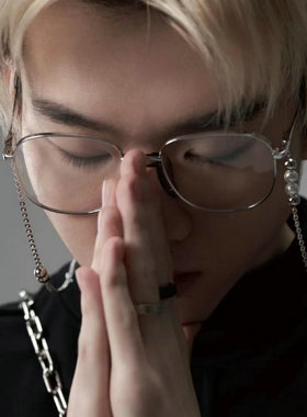 个性带珍珠链条超轻眼镜镜架