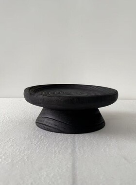 侘寂风实木黑色艺术托盘｜复古