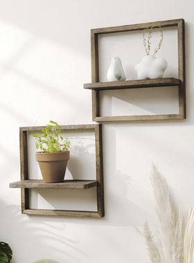 跨境桐木木质门框型状壁挂花盆置物架 简约家居民宿卧室装饰