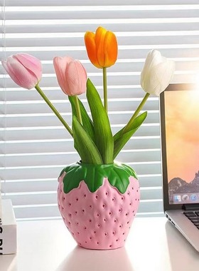 创意小清新仿真草莓花瓶摆件