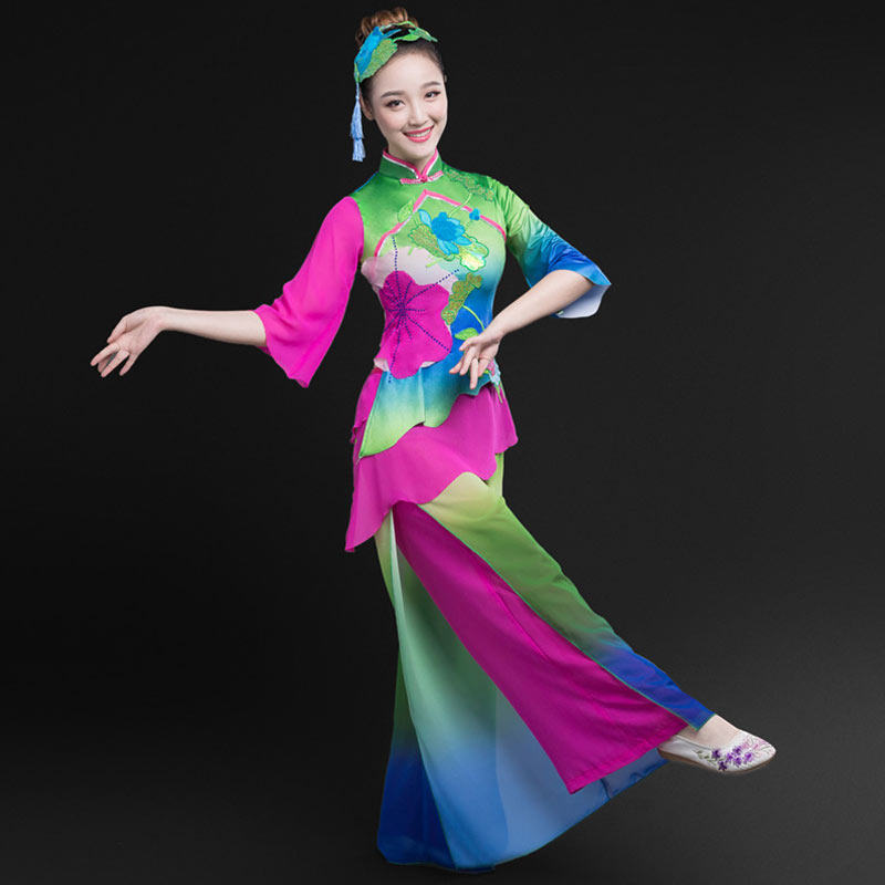 女2021新款古典舞民族扇子秧歌服 欧妮纹民族服装/舞台装