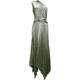 European and American temperament cocktail party slant collar one-shoulder party dress irregular sleeveless waist pleated satin long skirt for women