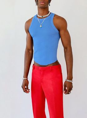 欧美男装2025纯色紧身上